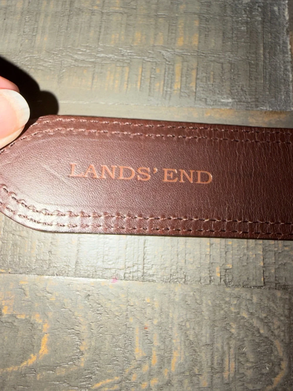 Lands' End Brown Suede & Leather Men's Belt with Brass Buckle size 32
